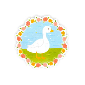 Duck in Flower Wreath Sticker