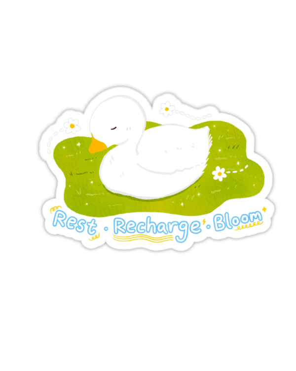 Napping Duck on Meadow Sticker