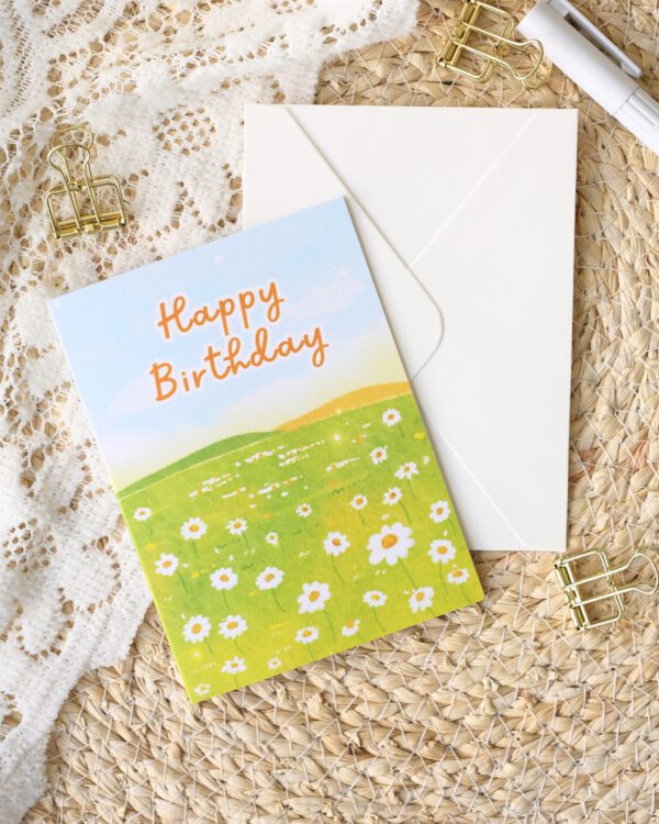 Sunrise Daisy Mini Greeting Card – Happy Birthday