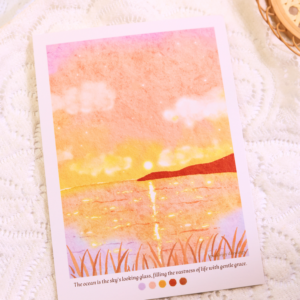 Whimsical Pink Sunset Art Print - 5x7 inch