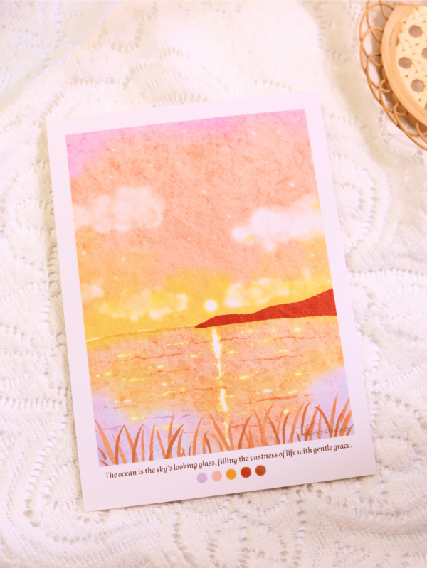 Whimsical Pink Sunset Art Print – 5×7 inch