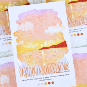 Whimsical Pink Sunset Postcard