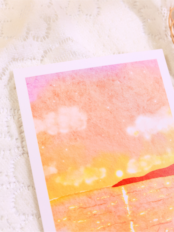 Whimsical Pink Sunset Art Print – 5×7 inch