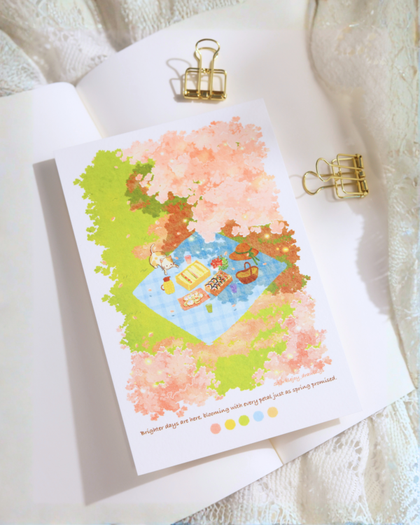 Picnic under Sakura Postcard