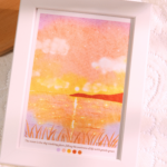 Whimsical Pink Sunset Art Print – 5×7 inch