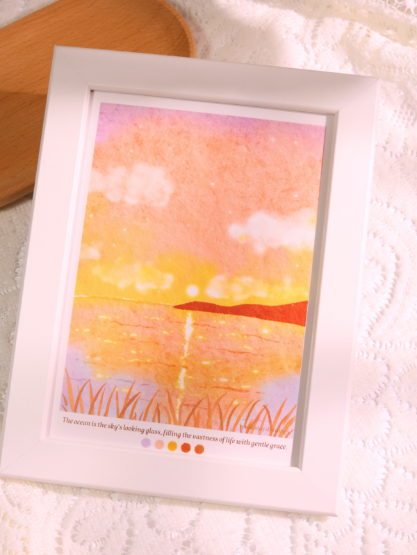Whimsical Pink Sunset Art Print – 5×7 inch