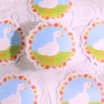Duck in Flower Wreath Sticker
